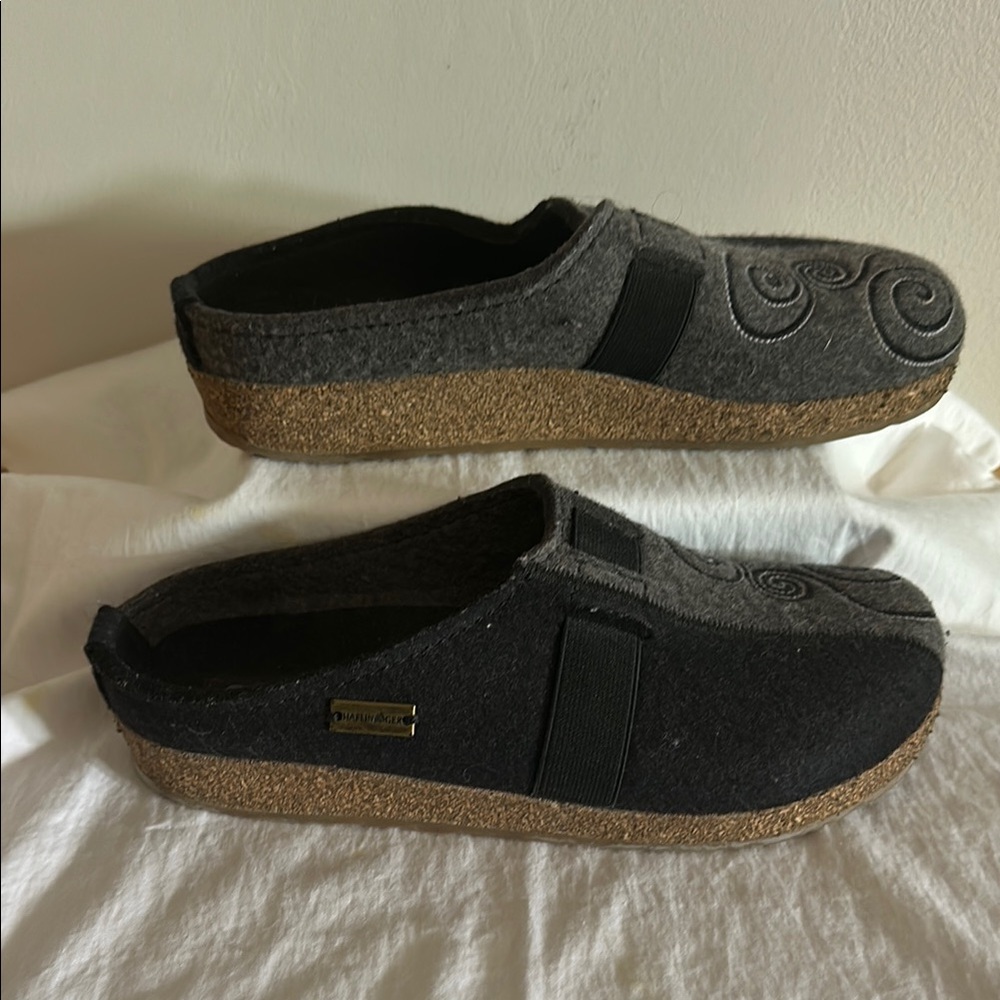 Haflinger Black and Gray Wool Clogs EU40